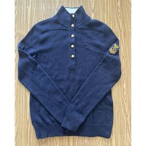Vintage Lauren Ralph Lauren RLR Navy Blue Gold Admiral Sweater Womens L